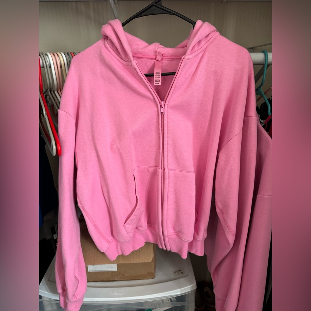 Skim Zip Up Sweatshirt-BUBBLEGUM